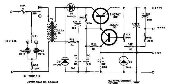 12 Fuente de alimentación regulada de 44 y 50 V
12 Fuente de alimentación regulada de 44 y 50 V