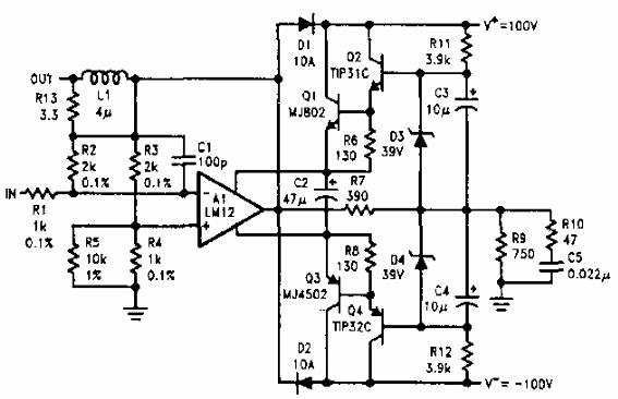 Amplificador 90V x 10 A
Amplificador 90V x 10 A