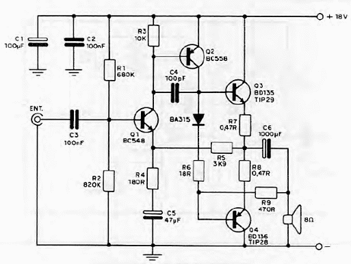 Amplificador transistorizado de 5 W
Amplificador transistorizado de 5 W