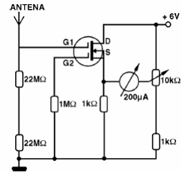 Medidor de intensidad de campo con MOSFET de doble puerta
Medidor de intensidad de campo con MOSFET de doble puerta