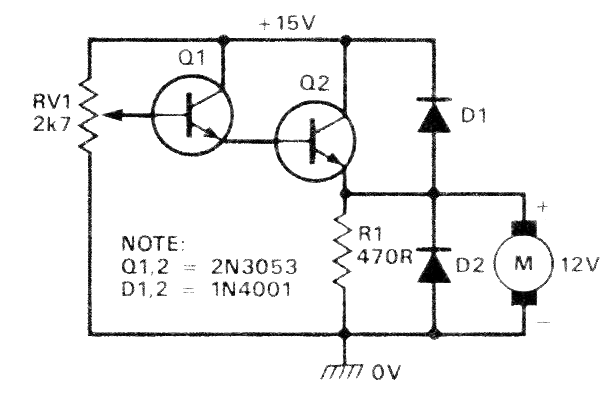 Control de motor de CC con dos transistores
Control de motor de CC con dos transistores