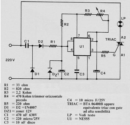 Pulsador com Triac e 555
Pulsador com Triac e 555