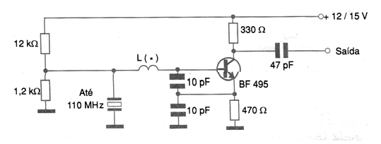 Oscilador hasta 110 MHz (1 transistor)
Oscilador hasta 110 MHz (1 transistor)