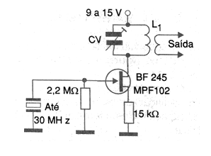 Oscilador hasta 30 MHz (FET)
Oscilador hasta 30 MHz (FET)