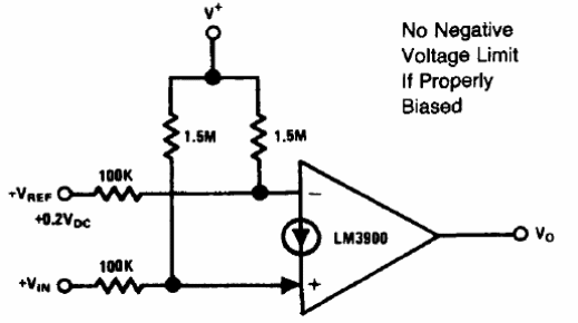Comparador no inversor LM3900
Comparador no inversor LM3900