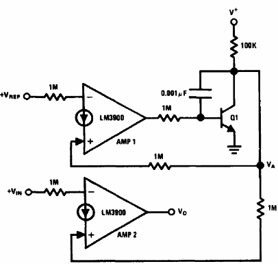 Comparador de precisión LM3900
Comparador de precisión LM3900