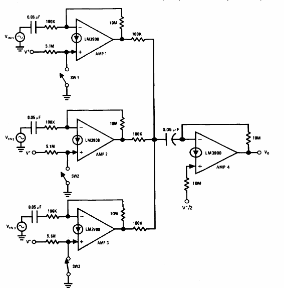 Mezclador con el LM3900
Mezclador con el LM3900