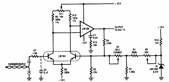 Amplificador de termopar LM108
Amplificador de termopar LM108