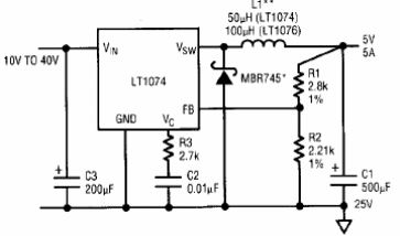 Convertidor reductor con LT1074
Convertidor reductor con LT1074