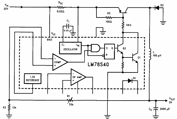 Regulador reductor de 5V x 5 A LM78S40
Regulador reductor de 5V x 5 A LM78S40