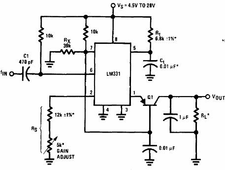 Convertidor de frecuencia avoltaje estable LM331
Convertidor de frecuencia avoltaje estable LM331