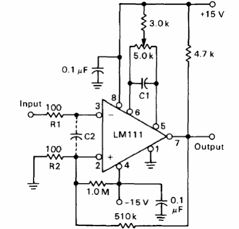 Amplificador con histéresis LM111
Amplificador con histéresis LM111