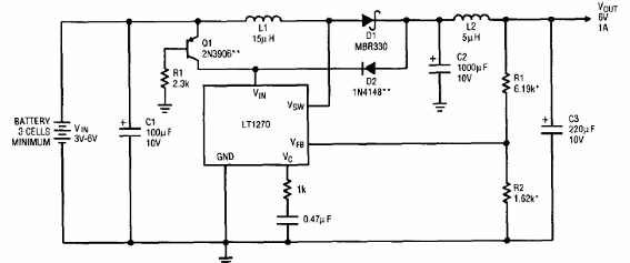 Convertidor Boost 6V x 1 A
Convertidor Boost 6V x 1 A