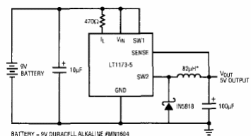Convertidor de 9 V a 5 V LT1175
Convertidor de 9 V a 5 V LT1175