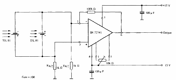 Sensor fotoeléctrico con células opuestas 741
Sensor fotoeléctrico con células opuestas 741