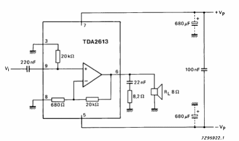 Amplificador de 6 W TDA2613 CB15393E CIR19713S
Amplificador de 6 W TDA2613 CB15393E CIR19713S