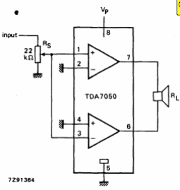 Amplificador de baja potencia BTL TDA7050
Amplificador de baja potencia BTL TDA7050