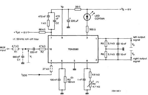 Decodificador estéreo TEA5580
Decodificador estéreo TEA5580