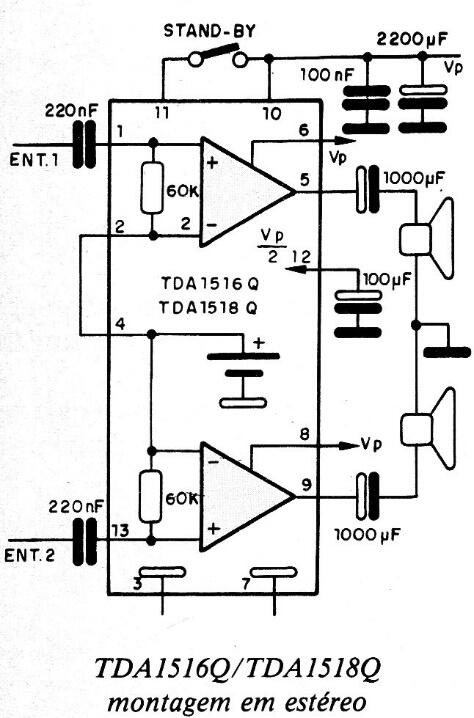 Amplificador de 12 o 24 W TDA1516Q o TDA1518Q
Amplificador de 12 o 24 W TDA1516Q o TDA1518Q