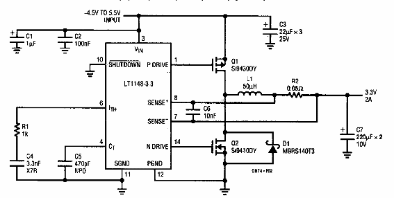 Regulador conmutado de 3,3 V
Regulador conmutado de 3,3 V