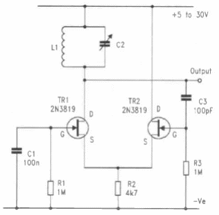 Oscilador con 2 JFET
Oscilador con 2 JFET