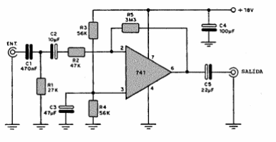 Preamplificador 741
Preamplificador 741