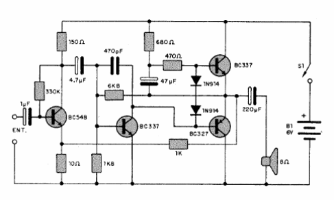 Amplificador de 0,5W para intercomunicador

