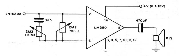 Microamplificador LM380
Microamplificador LM380