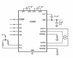 Figura 2 - Control de motor de paso con el A3906
Figura 2 - Control de motor de paso con el A3906
