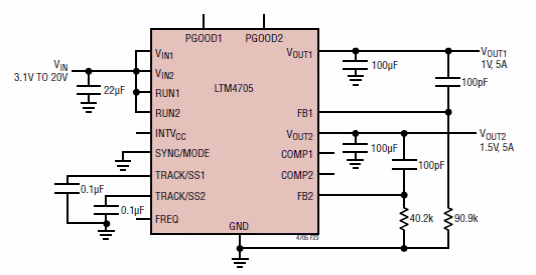 Figura 4 - Regulador de 1 y 1,5 V con 5 A
