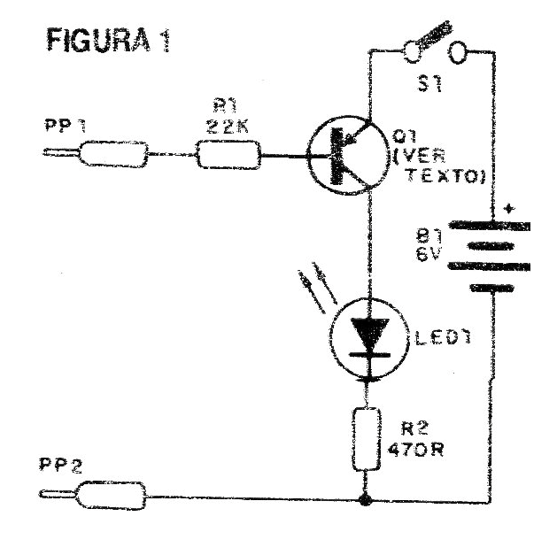 Figura 1 - Diagrama completo del probador de continuidad.
Figura 1 - Diagrama completo del probador de continuidad.
