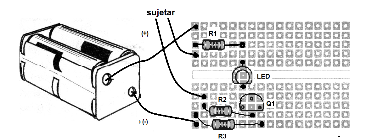 Figura 2 - Montaje en la matriz de contactos
Figura 2 - Montaje en la matriz de contactos